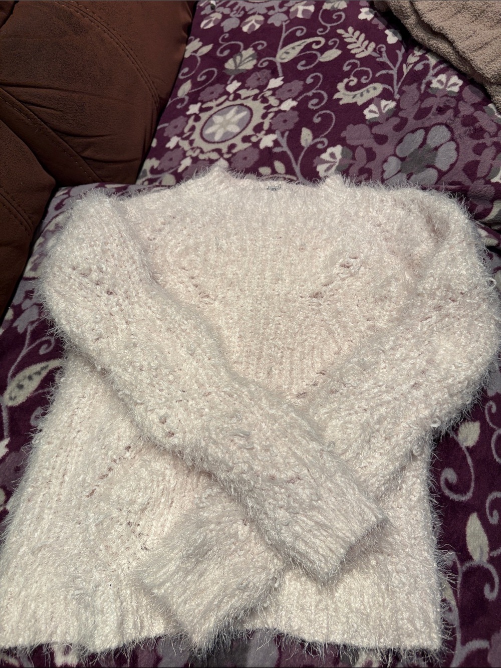 Cozy Cream Fuzzy Crewneck Sweater